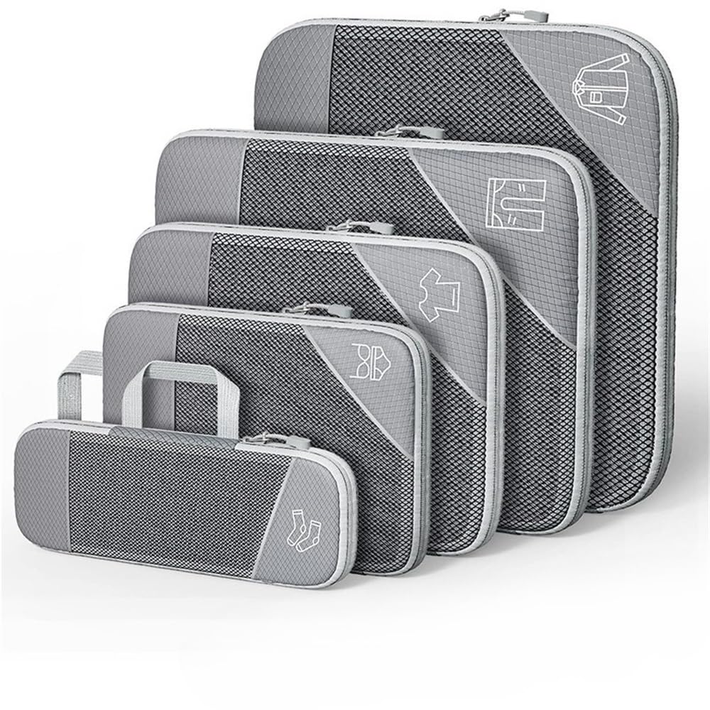 5PCS Mesh Compression Packing Cubes For Suitcases, Travel Organizer