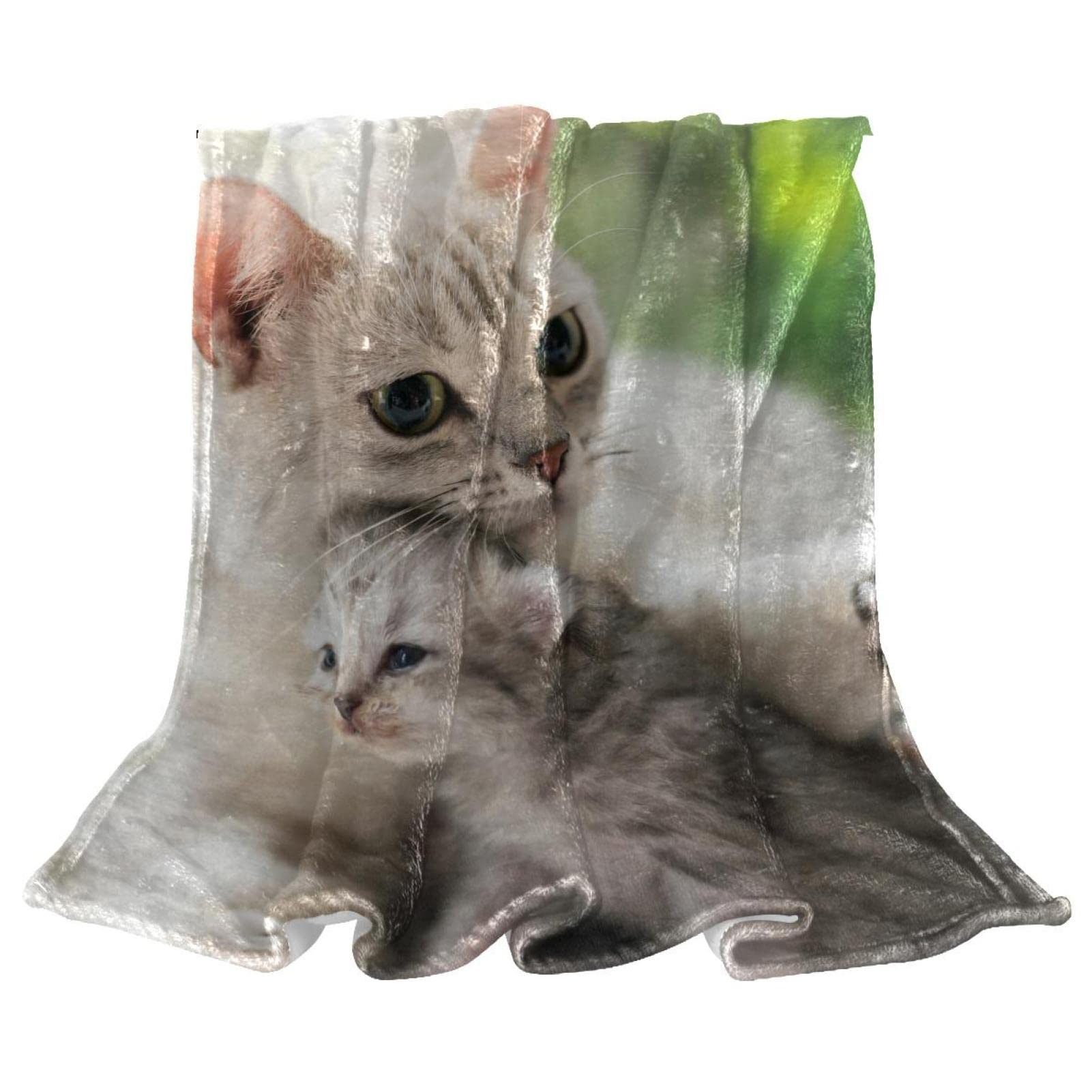 Couvre-lit animal deux chats moelleux pour lit de fille et garçon