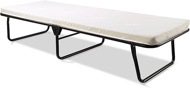JAY-BE Portable Folding Bed with Comfort Rebound e-Fibre Mattress, Fabric, Black, Lightweight