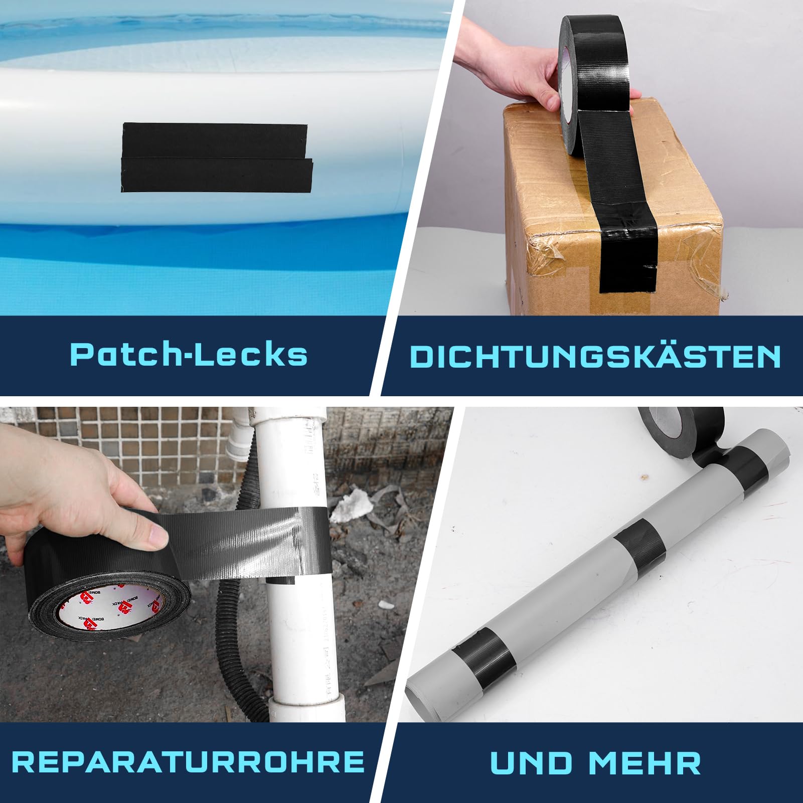 Cinta adhesiva multi [6 rollos] 50 mm x 25 m barrera de vapor profesional | resistente a los rayos UV y al agua para fijación de cables, sellado de ventanas, apto para la industria y bricolaje