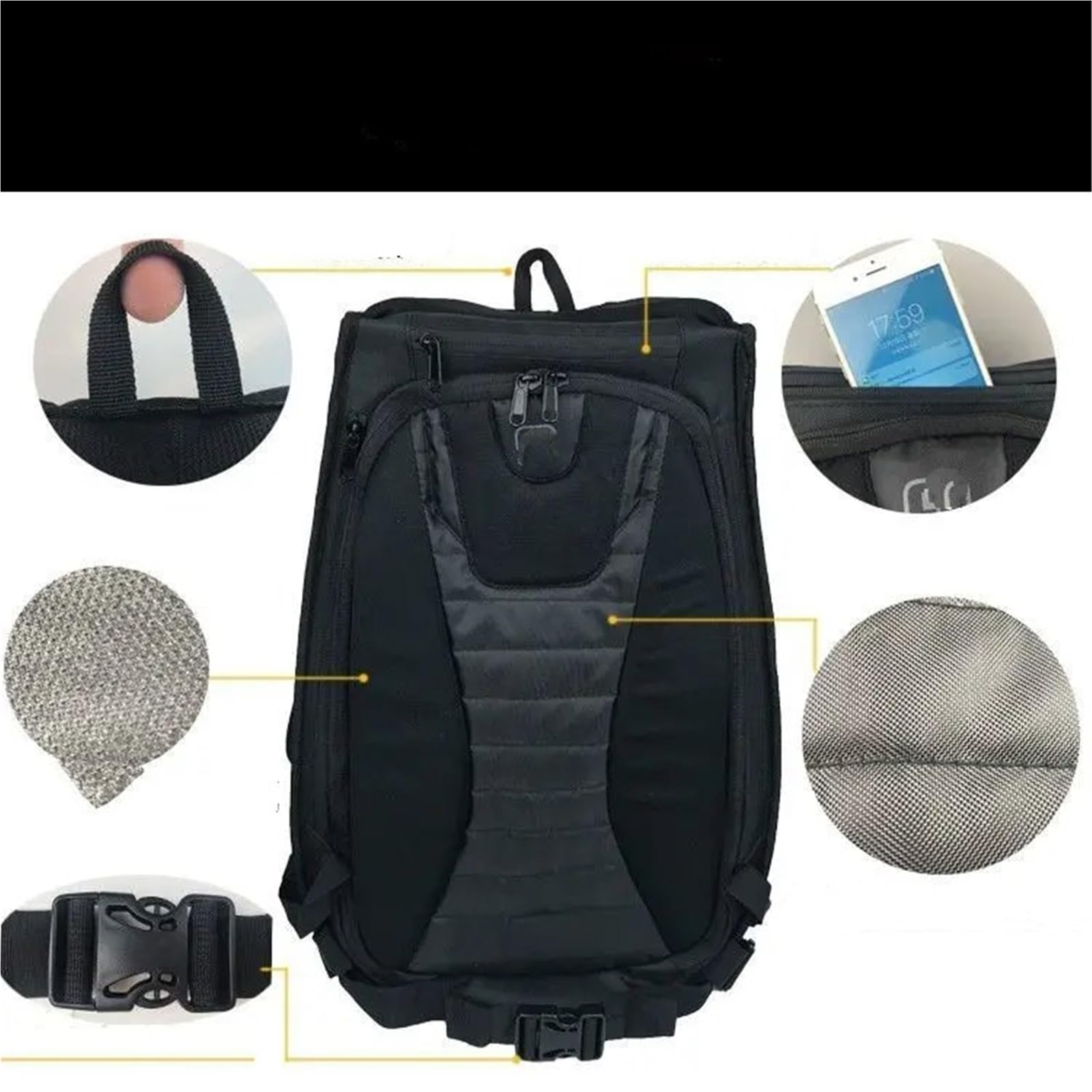 Moto Coda Borsa Borsa Per Casco Da Moto Da 30-48L In Fibra Di Carbonio Con Guscio Rigido Per Viaggi Impermeabile Per Grande Capacità