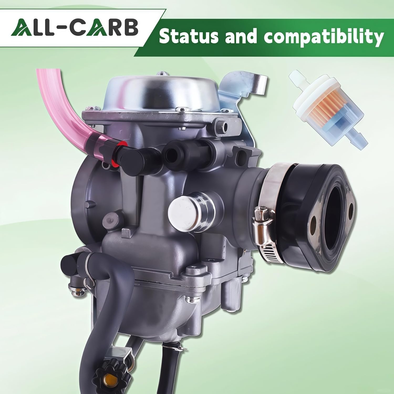 ALL-CARB Carburetor with Intake Boot Joint Replacement for Kawasaki KLR250 1990-2005 KLF300 Bayou 1986-1995 Carb