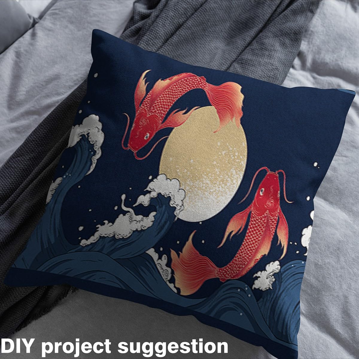 Tela japonesa Ukiyoe para retapicería, decoración de pesca, por patio, para mujeres y hombres, estilo japonés, impermeable, tela para exteriores, para sillas, niños y niñas, 3 yardas (276 x 150 cm)