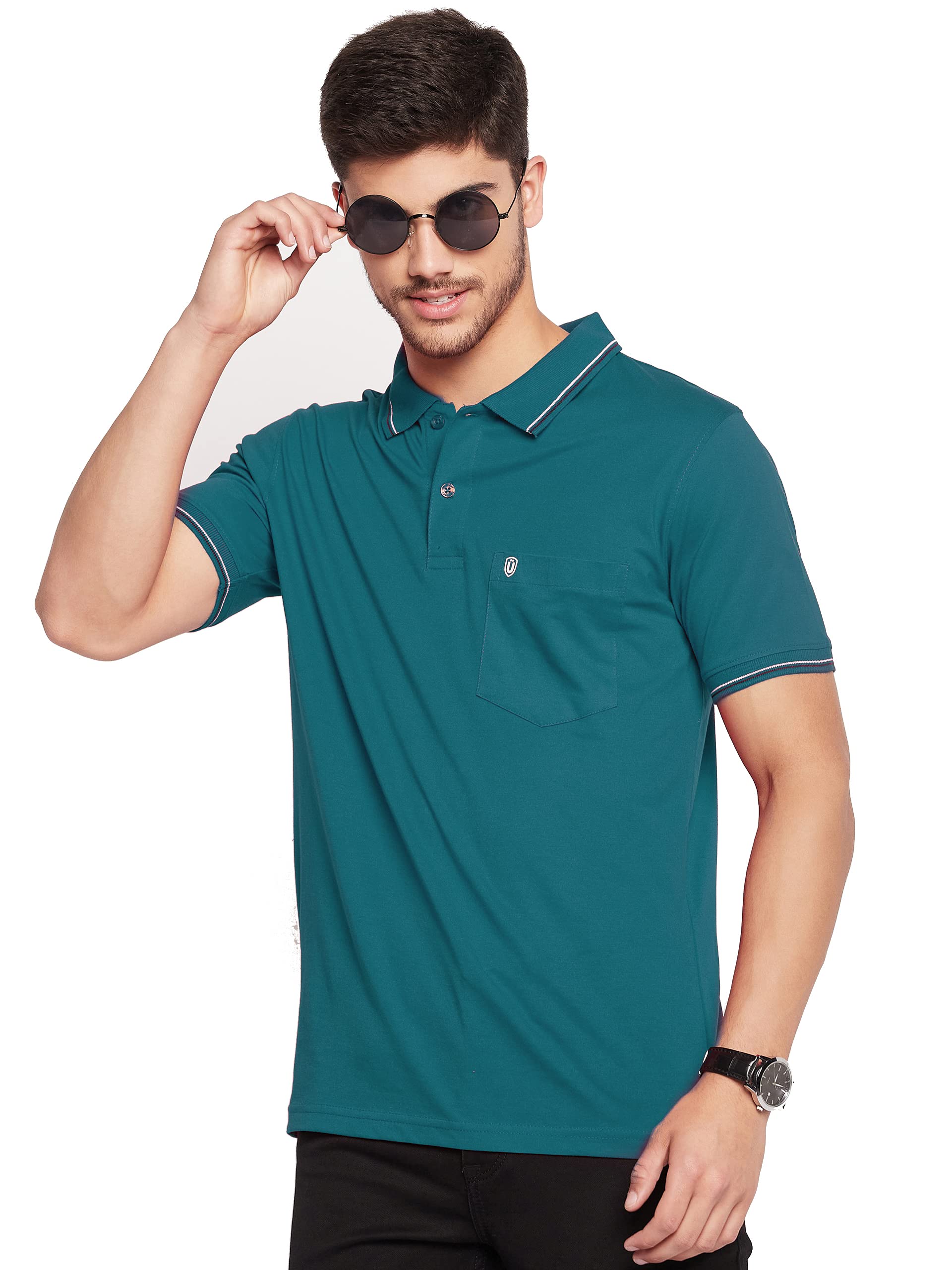 uniberry Men's Cotton Blend Half Sleeves Solid Polo T-Shirt-MT4-picture-29