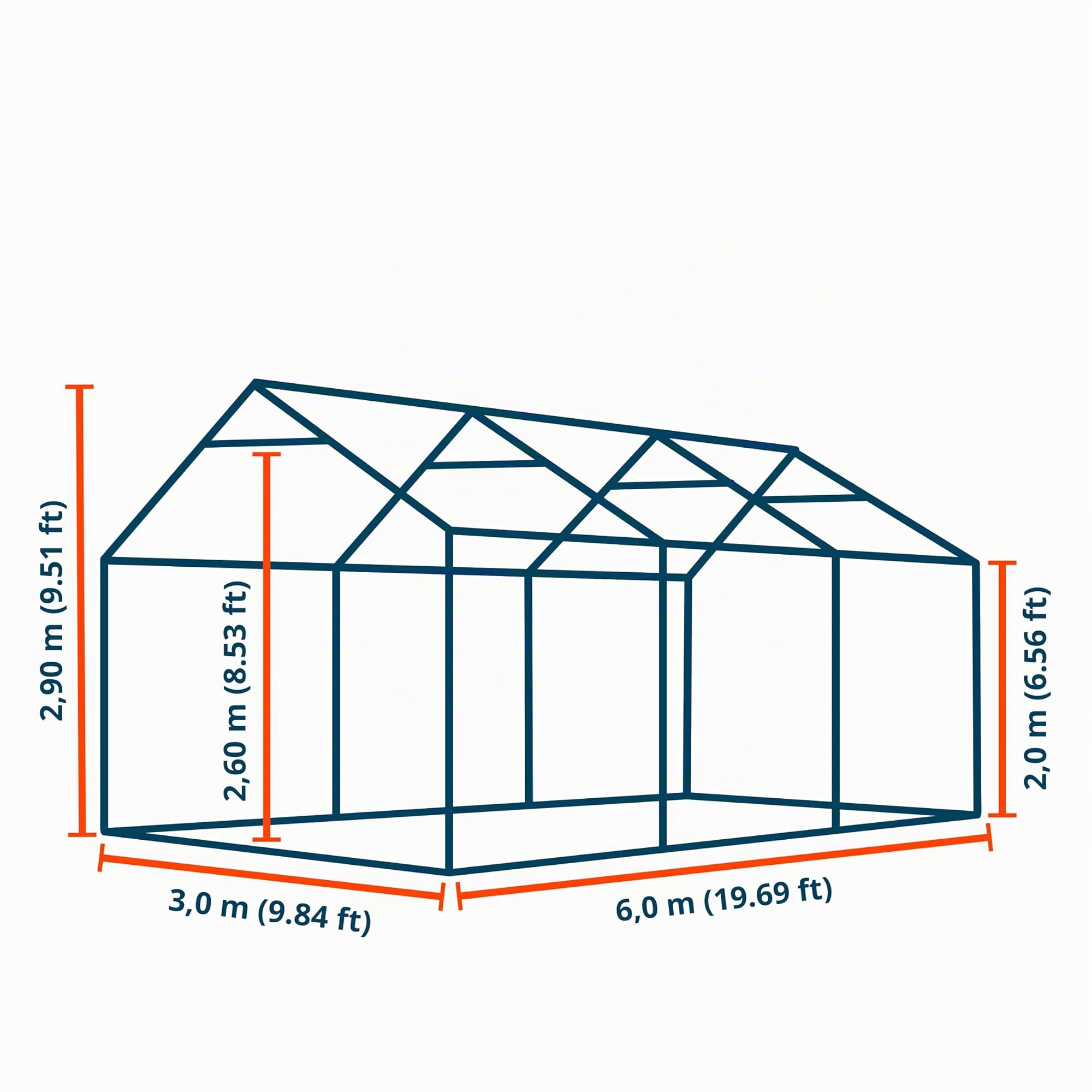 TOOLPORT Stabiles Lagerzelt Zelthalle 3x6 m PVC 800 N grau wasserdicht Unterstand mit Bodenrahmen