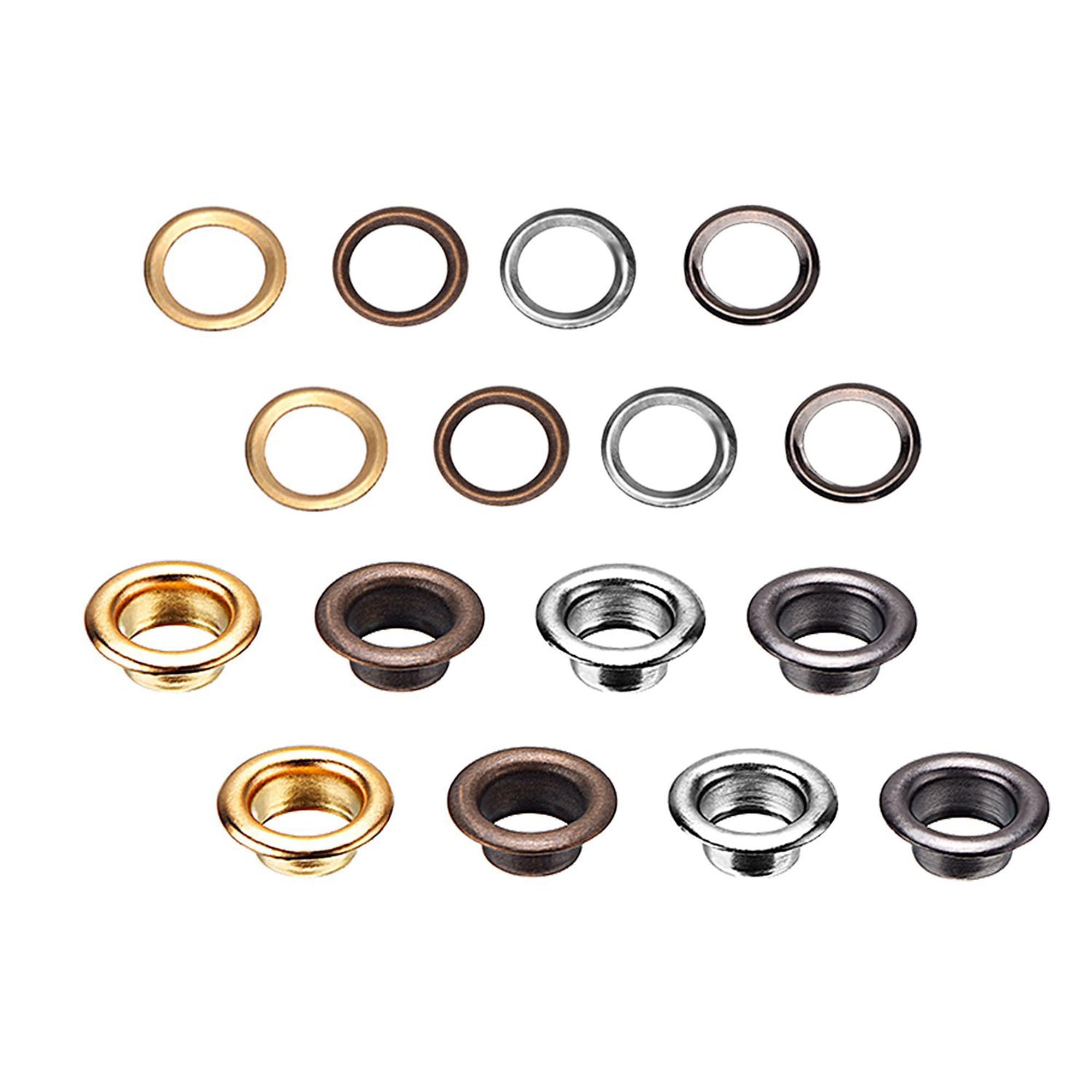 Trimming Shop Kit di occhielli da 6 mm, 200 occhielli in 4 colori con fustelle di fissaggio, set per progetti fai da te, artigianato della pelle, riparazione abbigliamento, scarpe, borse