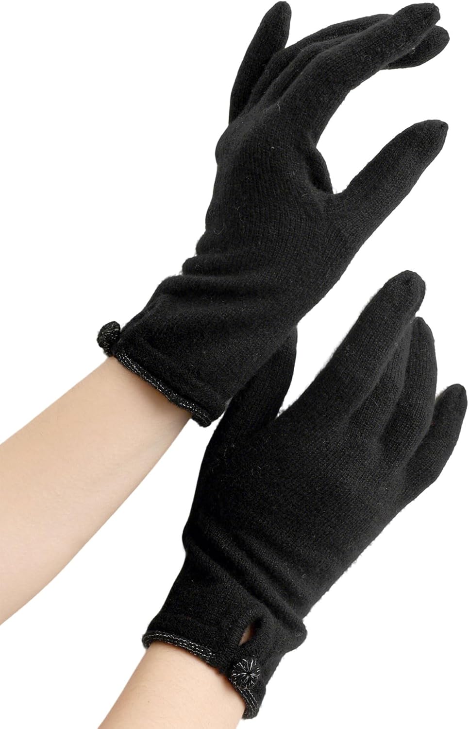 100% Pure Cashmere Knit Touchscreen Gloves for Women Elegant Bow Full Finger Soft Warm Winter - Image 5