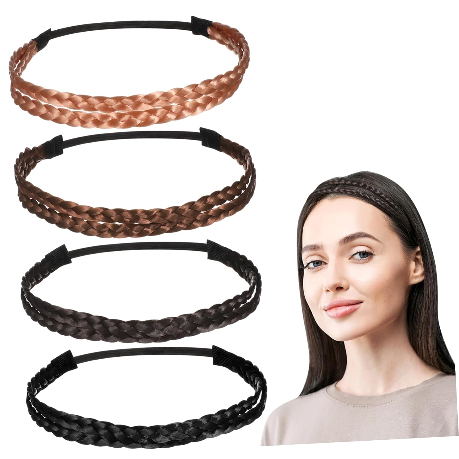 Angoily Knot Headbands for Women Turban Headbands Yoga Hair Bands 4 Pack Double Weaving Criss Cross Design Soft