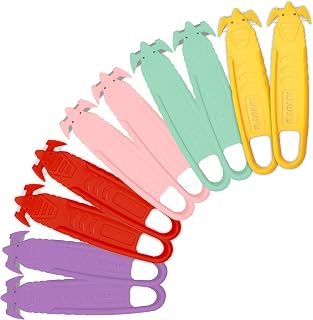 Safety Box Cutter, T TOVIA SK2 Stainless Steel Concealed Blade Package Opener with Tape Splitter for Cartons, Cardboard, Wrap, Straps, Film (10 Pcs - Assorted Colors)