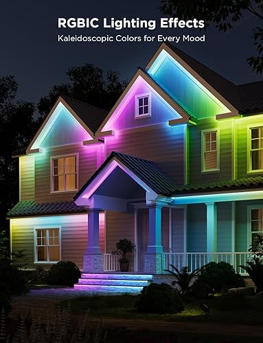Miniatura 2 de Govee RGBIC Pro - Tira de luces para exteriores con blanco cálido y frío, 32.8 pies, WiFi para exteriores, luces LED impermeables para exteriores,