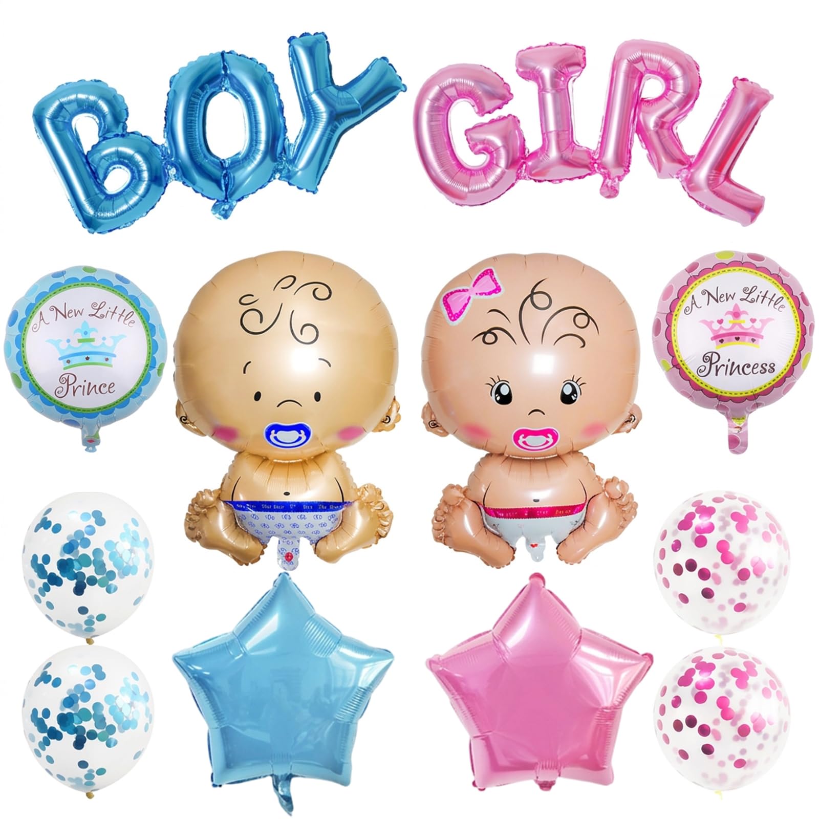 12 PCS Gender Reveal Decorations, Boy or Girl Gender Reveal Balloons with Blue and Pink and Star Accents, Gender Reveal Balloons for Party Decoration