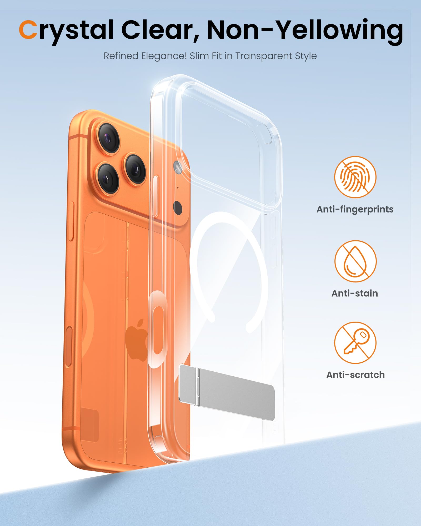 BXYJY Schutzhülle für iPhone Pro, magnetisch, mit Ständer, kompatibel mit MagSafe & kabellosem Laden, Militärqualität, stoßfest, transparent, schlank, dünn, harte Schutzhülle für iPhone Pro