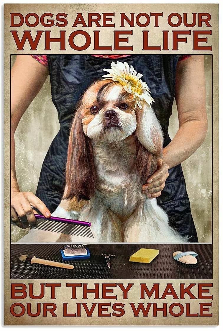 Tin Sign Haircut Puppy Vintage Retro Collectible tin Sign Wall Decoration Poster Home bar Restaurant Garage Cafe Art Metal Sign Gift 12x16 Inch