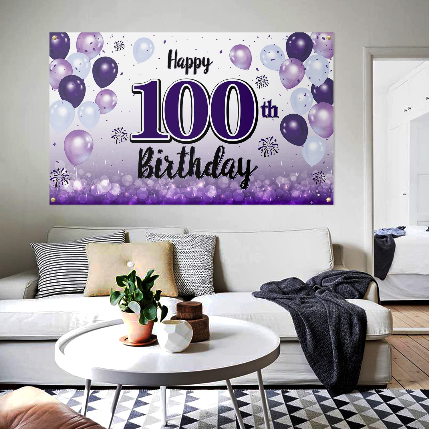 Frienda Purple Birthday Banner Purple Happy Birthday