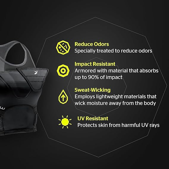 Storelli Womens Bodyshield Crop Top, High-Impact Chest and Rib Protection for Female Soccer Goalkeepers and Players
