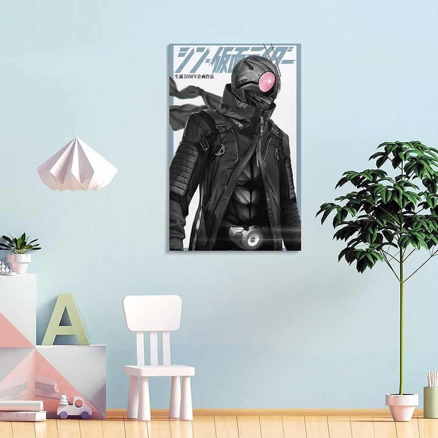 Amazon｜シン・仮面ライダー完全手描き油絵 装飾用絵画 フレーム