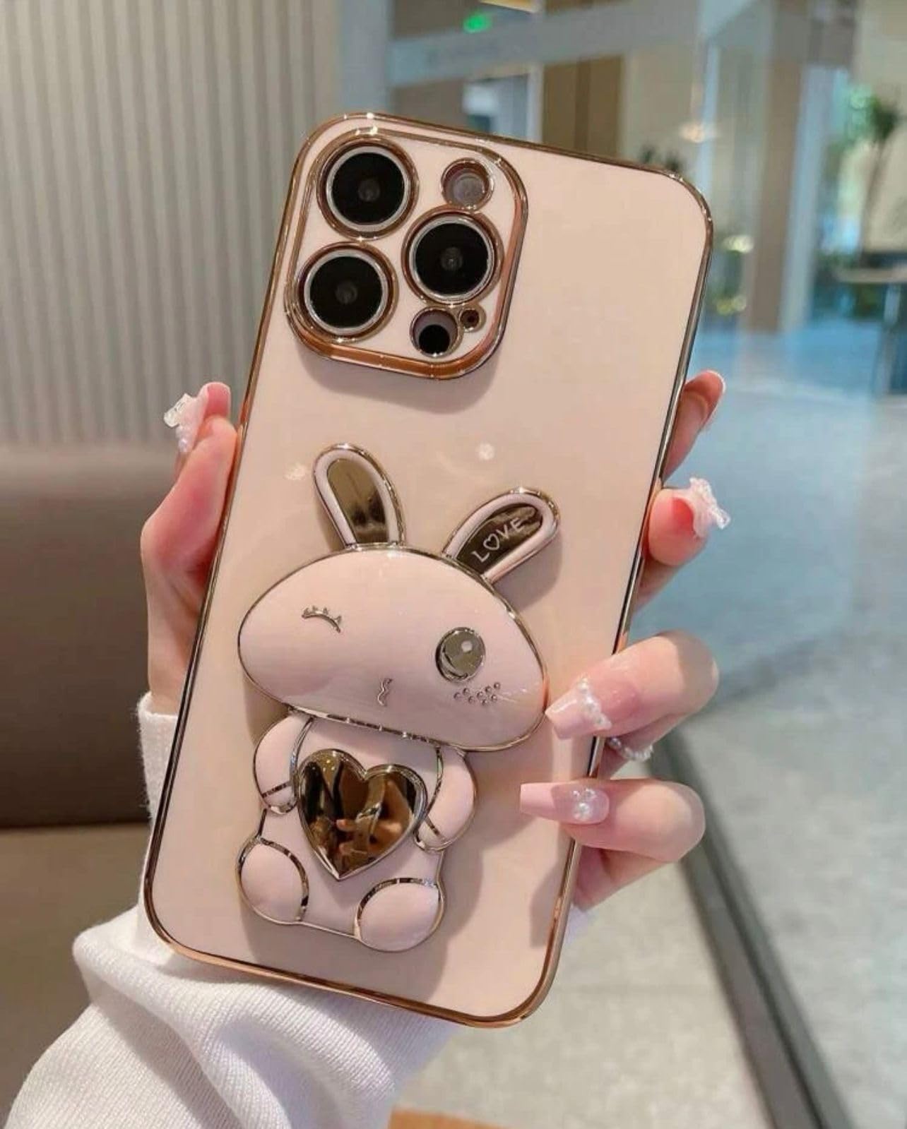 I Phone 14 PRO MAX case Cover With Rabbit Design Holder,14pro max case cover for women