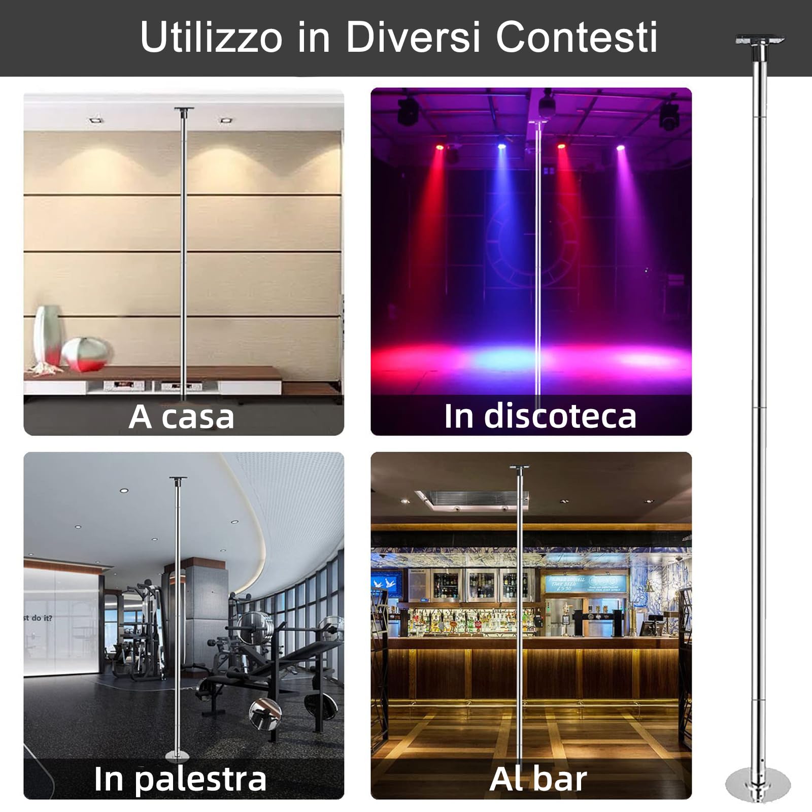 PRIOR FITNESS Supporto a soffitto per Asta da Danza, per aste girevoli 40mm(1,57in) e 45mm(1,77in). Piastra Fissa con tasselli per soffitti Cemento/Legno, Kit Montaggio per casa, Studio, palestre
