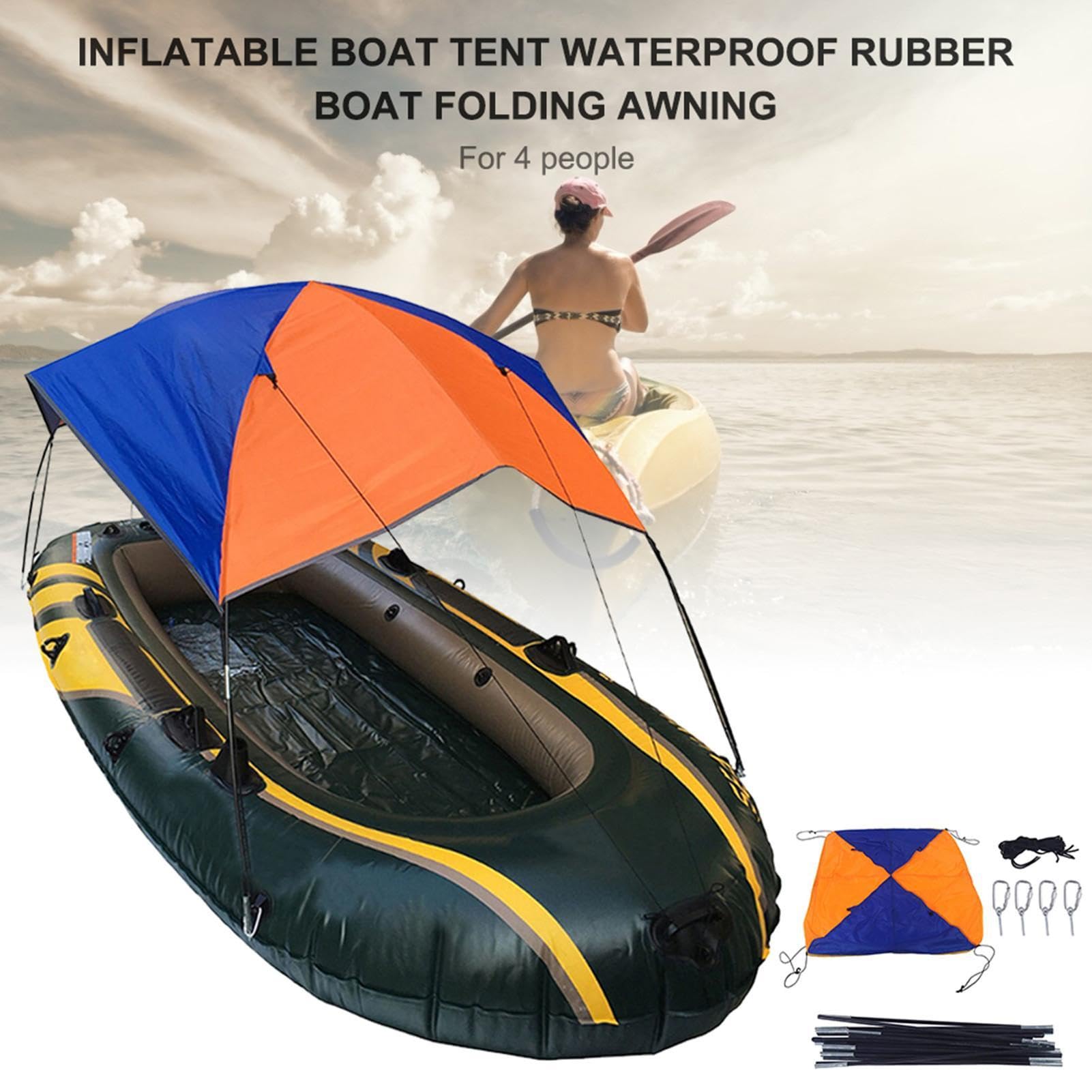 Tendalino Parasole Pieghevole Multiuso Per Barca, Pieghevole Per Gommone | per gommone, canoa, vela, copertura per tenda per gommone con custodia, facile da installare e portatile