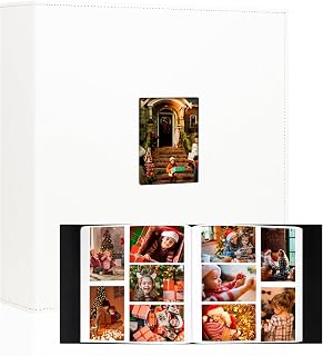 Aevdor 700 Pockets Photo Album 4x6, Extra Large Capacity Leather Cover Wedding Family Photo Albums Holds 700 Horizontal and Vertical Photos, Acid-free Pages 4x6 Photo Album with Front Window (White)