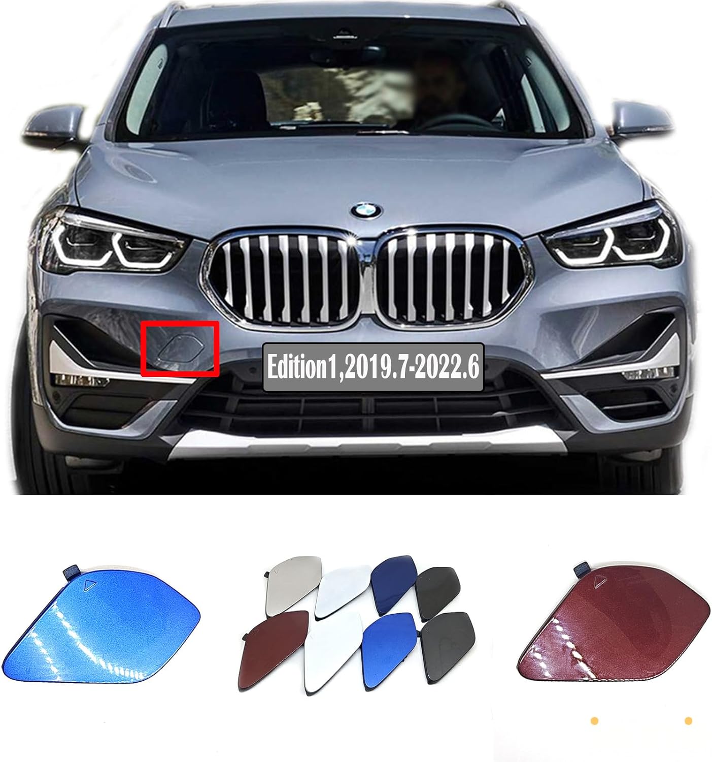 Front Tow Cover for 20-22 BMW X1 F48LCI Fit 18d 18i 20d 20i 23d 25i 28i 35i xDrive sDrive SAV 2020 2021 2022 Bumper Towing Hook Eye Cap