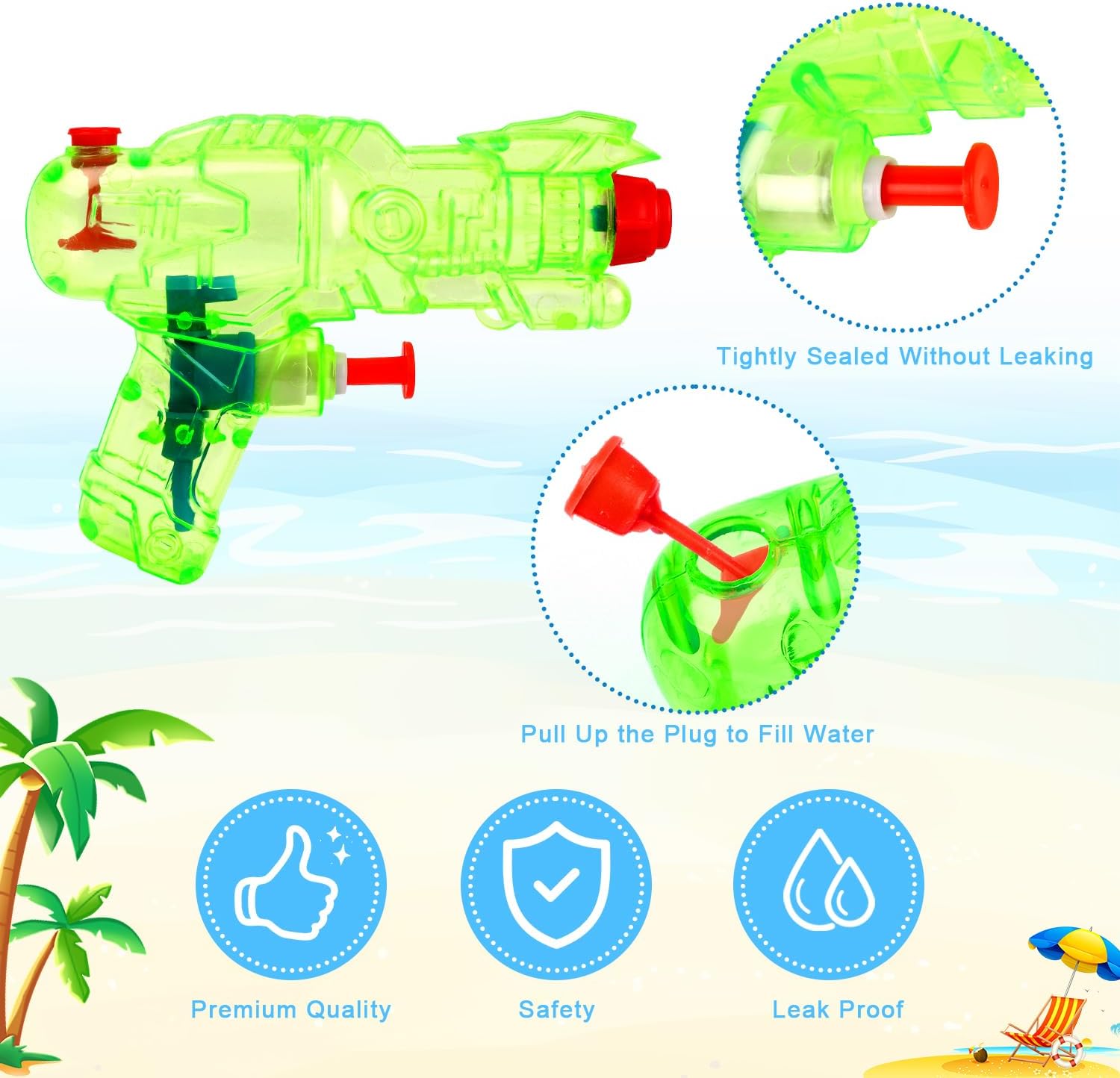 SULOLI Water Guns for Kids, 9 Pack Small Squirt Water Guns Plastic Blasters for Swimming Pool Beach Outdoor Water Fighting Toys