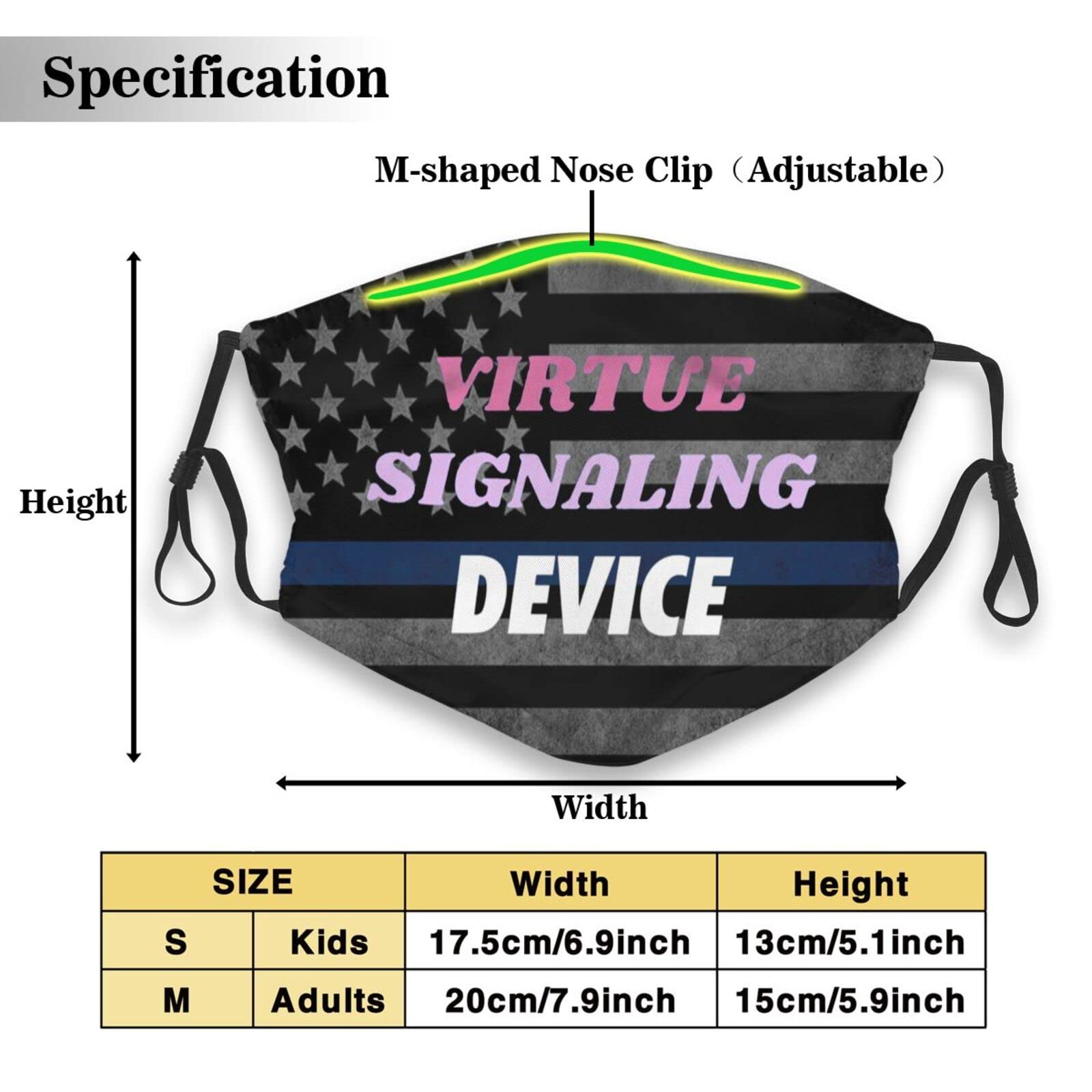 Virtue Signaling Device Face Mask Adult Reusable Dust Masks Outdoor Black