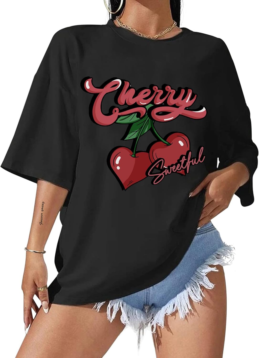 Hilinker Women's Oversized T Shirt Graphic Tees Short Sleeve Shirts Summer Casual Loose Tops