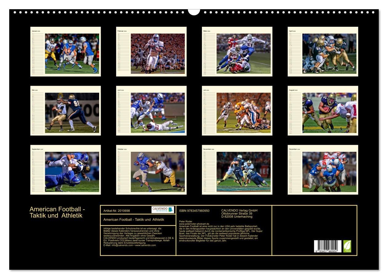 American Football - Taktik und Athletik (Wandkalender 2026 DIN A2 quer), CALVENDO Monatskalender: Teamsport der Extra-Klasse (CALVENDO Sport)