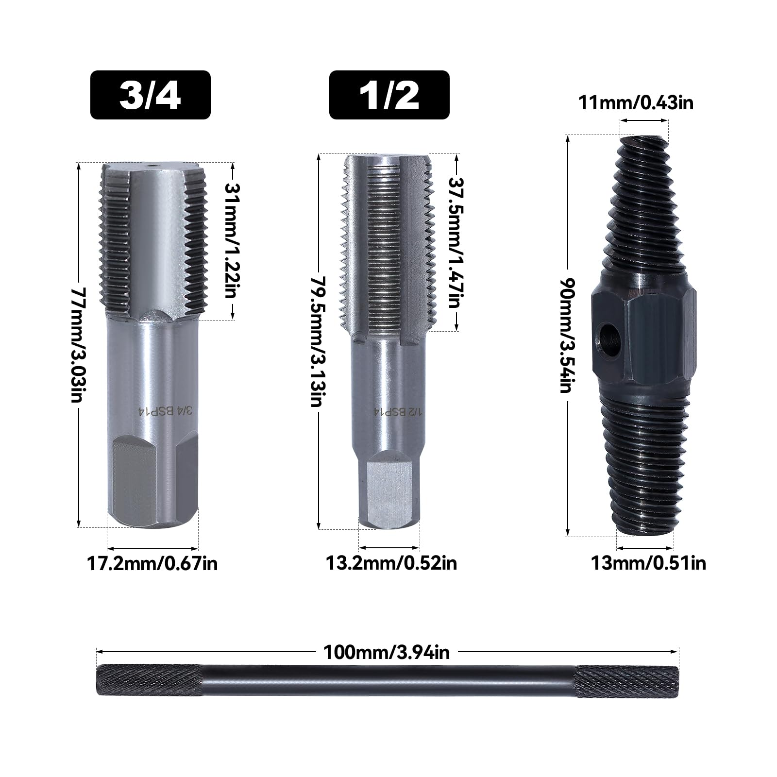 Lomdung Rohrgewindeschneider Set 2-tlg - 1/2 Und 3/4 Zoll Innen-Außengewinde