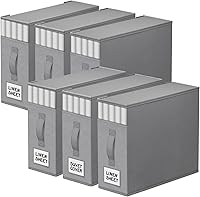 Vista 9 de Paquete de 4 Organizadores de Armario para Sábanas y Almacenamiento, Contenedores de Almacenamiento Plegables Resistentes con Ventana y Etiqueta