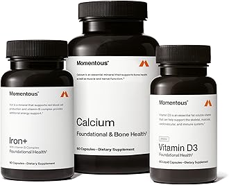 Momentous The Women's Three Bundle - Iron+, Calcium, & Vitamin D3 (2,000 IU) - 3 Critical Nutrients for All Women in 1 Daily Supplement System - NSF Certified for Sport - Gluten-Free - 60 Servings