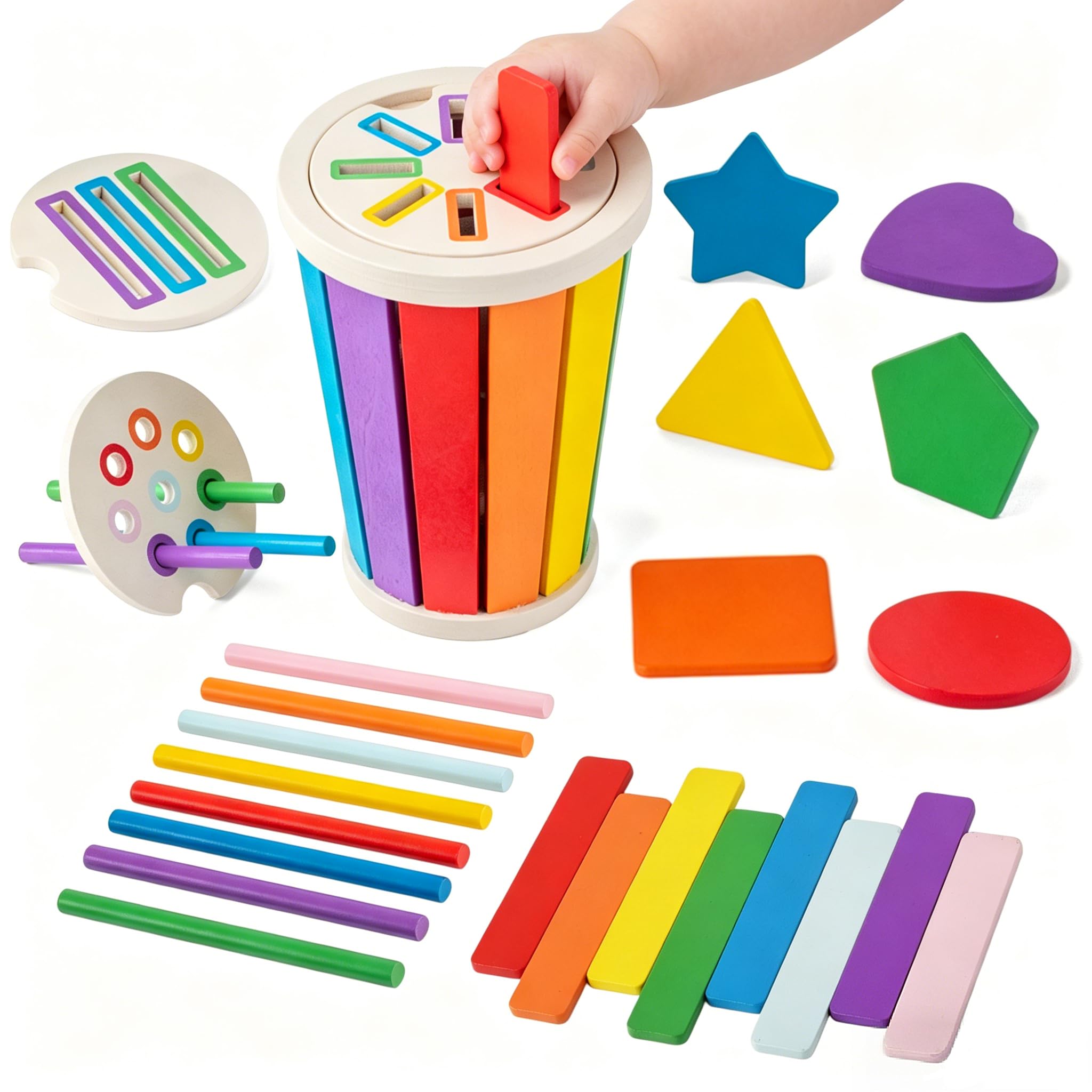 Juguete Niño 1 2 Años, Juguete Montessori Madera, Motricidad Fina, Clasificar Formas y Colores, Juegos Infantiles de Viajes en Coche y Avión, Juegos Educativos 12 18 Meses, Regalo Bebe