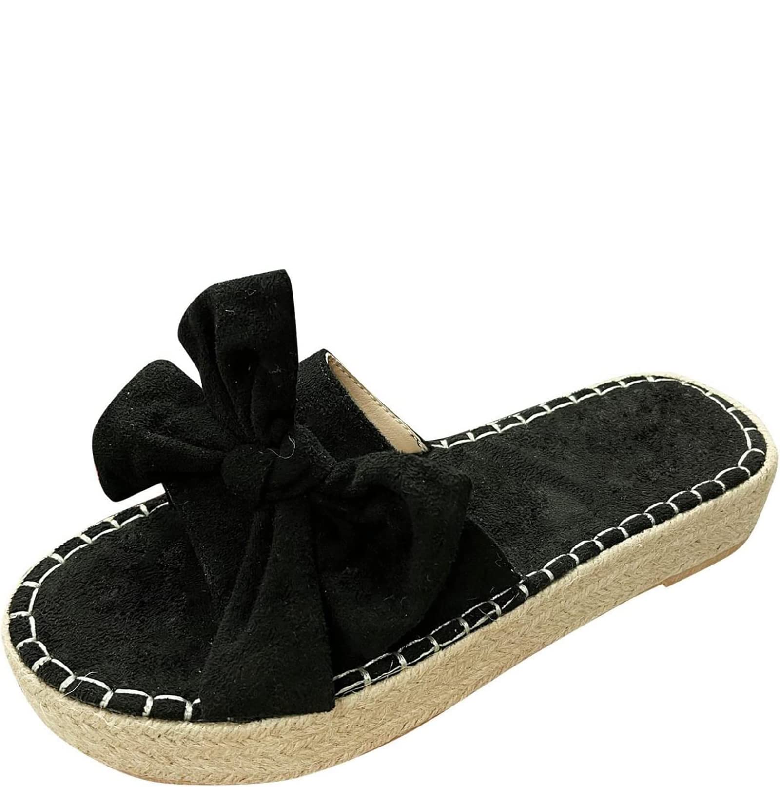 OMIREL Womens Espadrilles Slip on Wedge Sandals Slides Knot Bow Platform  Open Toe Summer Mules Shoes Orthopedic Walking Slippers with Arch Support  ...