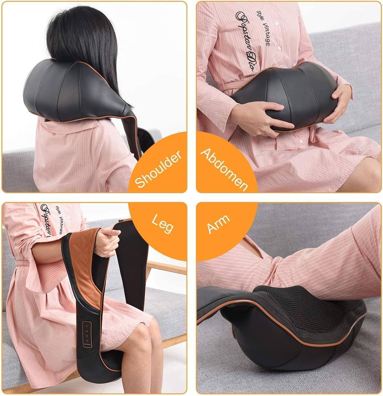 Shiatsu Neck Shoulder Back Massager with Heat and Carry Bag, Electric Massage Pillow with Deep Tissue Kneading for Lower Back, Calf, Leg Massage - Shiatsu Back Neck and Shoulder Massager with Heat