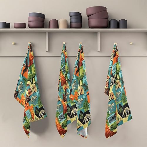 Miniatura 5 de Retro Dinosaur S Dish Towels Set, 28x18 Decorative Polyester Hand Towels