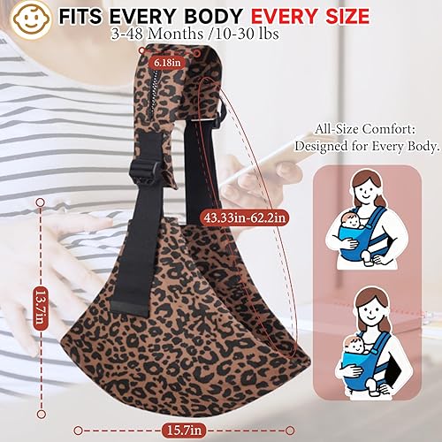 Miniatura 4 de Portabebés ajustable para bebé 2025 mejorado para niños pequeños, cómodo portabebés de diseño ergonómico, apto para viajes, 10-45 libras, leopardo
