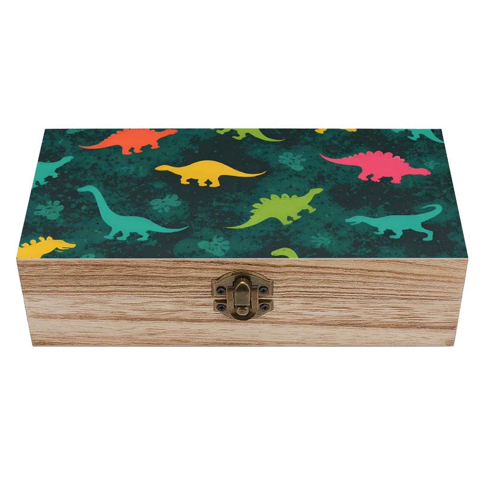 HLBSDM Colorful Dinossaur Wooden Storage Box