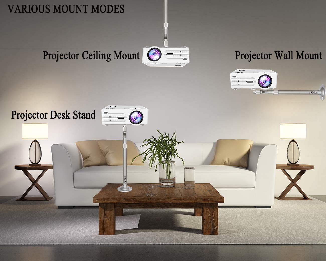 Universal Projector Ceiling Mount Projector Wall Mount Camera Projector Hanger 360Â° Rotatable Length 14-24in / 37-60cm Projector Holder Projectors Bracket for Mini Projectors CCTV DVR Cameras