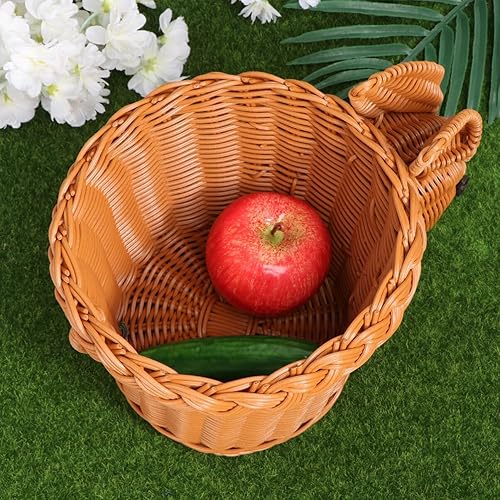 Miniatura 3 de STOBAZA Cesta de almacenamiento de mimbre tejida para frutas, cesta tejida para dulces de Pascua, bandeja para bocadillos para niños, cesta de