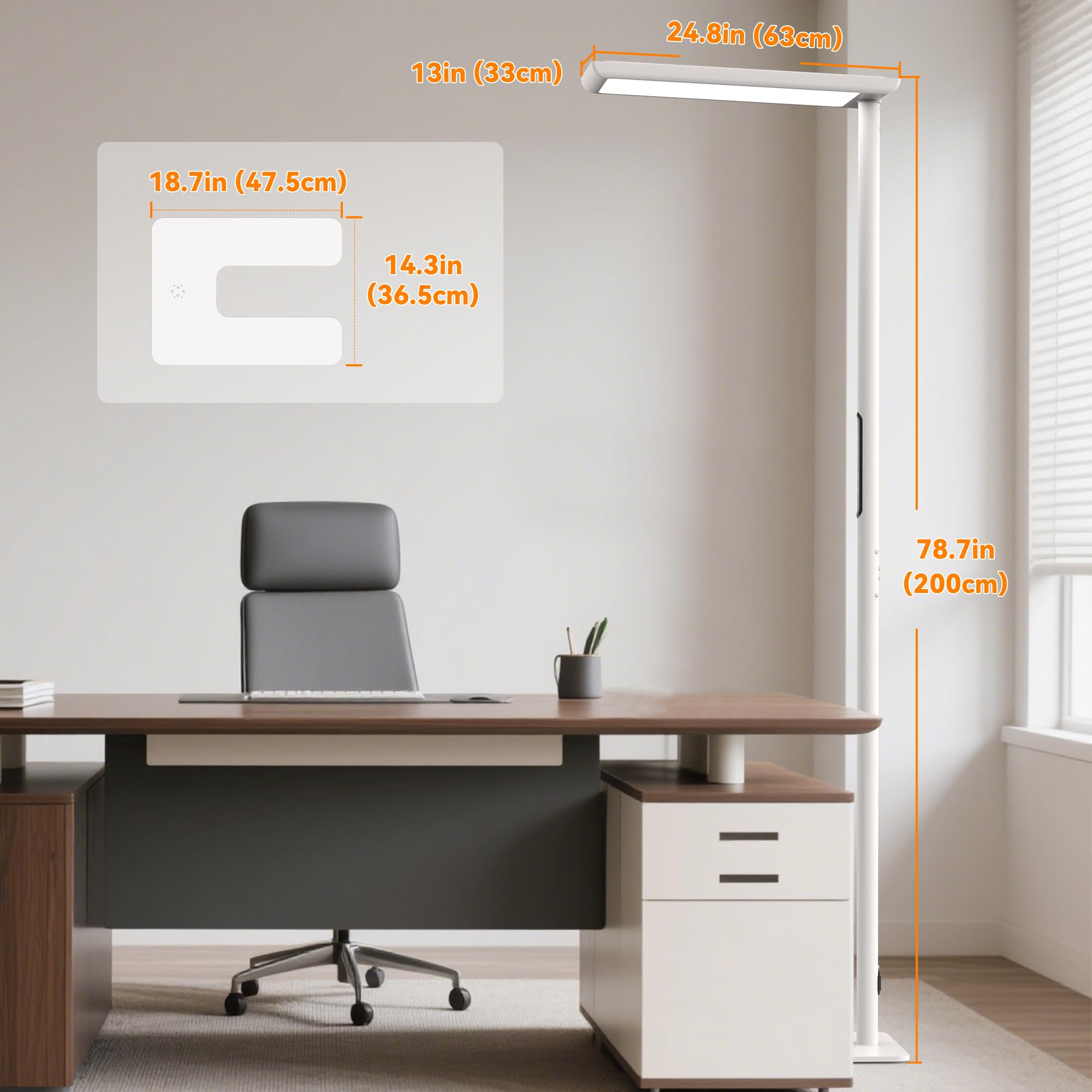 SOLLA LED Floodlight Büro Tageslicht, Lampe de bureau Floodlight Uplight und Downlight, 60W+50W-UGR≤16, adapté aux bureaux, lampe de bureau/lampe de lecture, bibliothèques, salles de conférence
