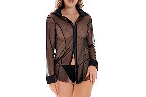 Sheer Mesh Button Shirt: An Enticing Chiffon Allure for Women
