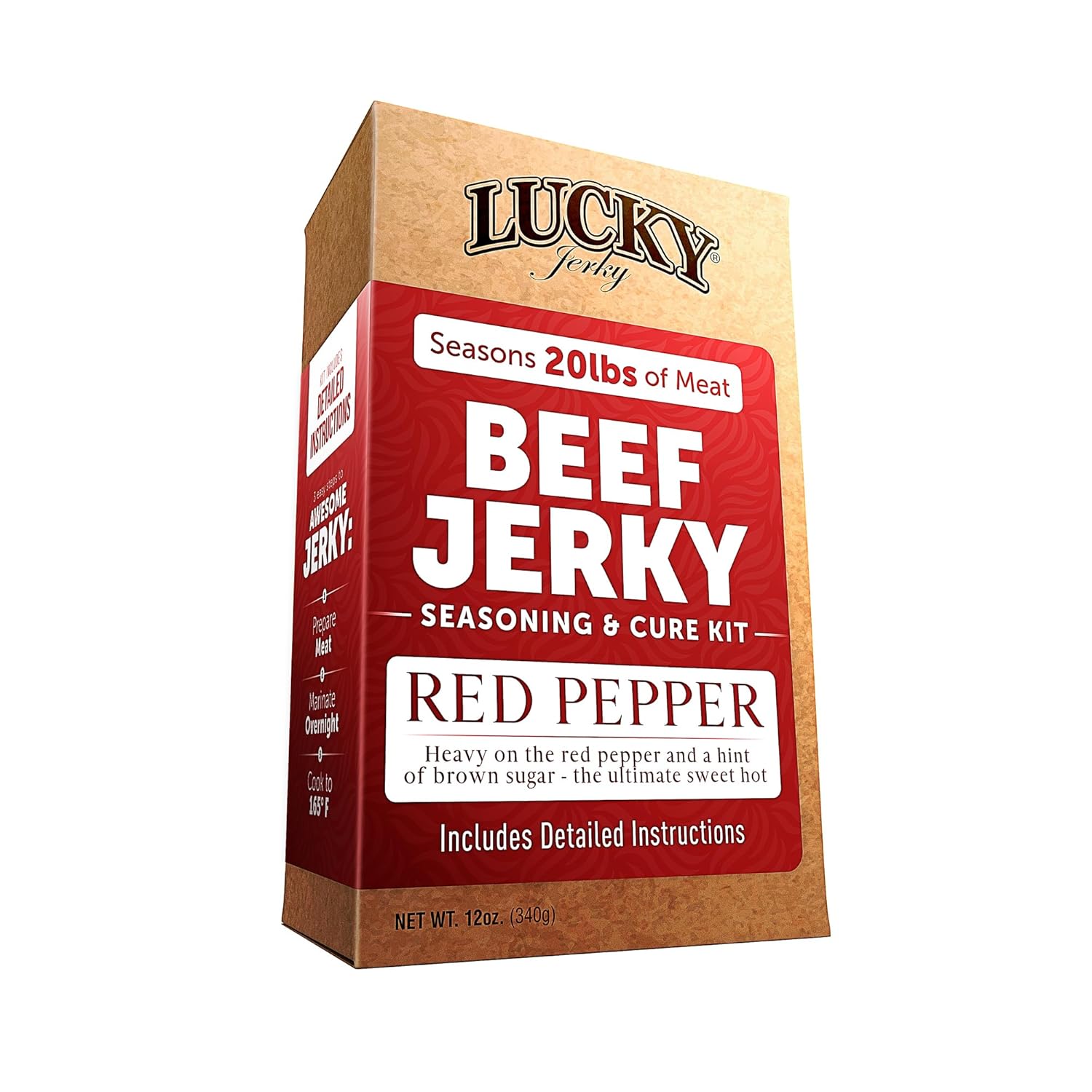 Lucky Beef Jerky DIY Jerky Seasoning and Cure Kits - Master Pack with Five Flavors | Make Your Own with Peppered, Red Pepper, Teriyaki, BBQ, and Original- Season 100lbs of Meat