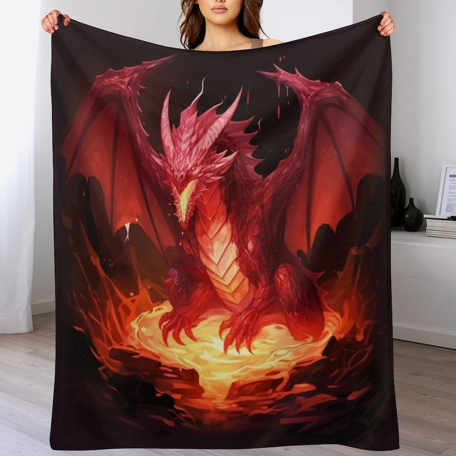 Couverture en Peluche Dragon Plaid Chaude et Super Douce Moelleuse Toutes Saisons