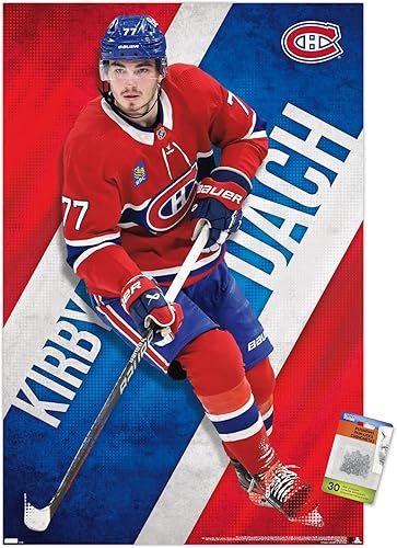 Trends International NHL Montreal Canadiens - Póster de pared de Kirby Dach 23, 22.37 x 34.00 pulgadas, paquete de póster y alfiler
