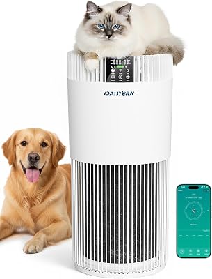 Purificatore d’Aria Intelligente per Animali Domestici 78m², Filtro HEPA13, Depuratore contro 99,97% Peli Acari Polveri Pollini Odori Formaldeide, Funzione Ioni Negativi per Camera Soggiorno