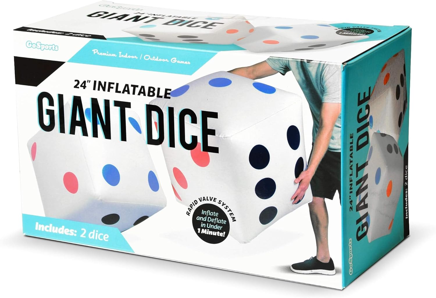 GoSports Giant 2 ft Inflatable Dice 2 Pack - Huge Size with Rapid Valve Inflation