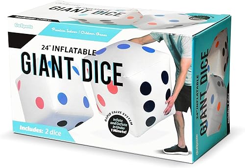 Miniatura 4 de GoSports Paquete de 2 dados inflables gigantes de 2 pies, tamaño enorme con inflado rápido de válvula