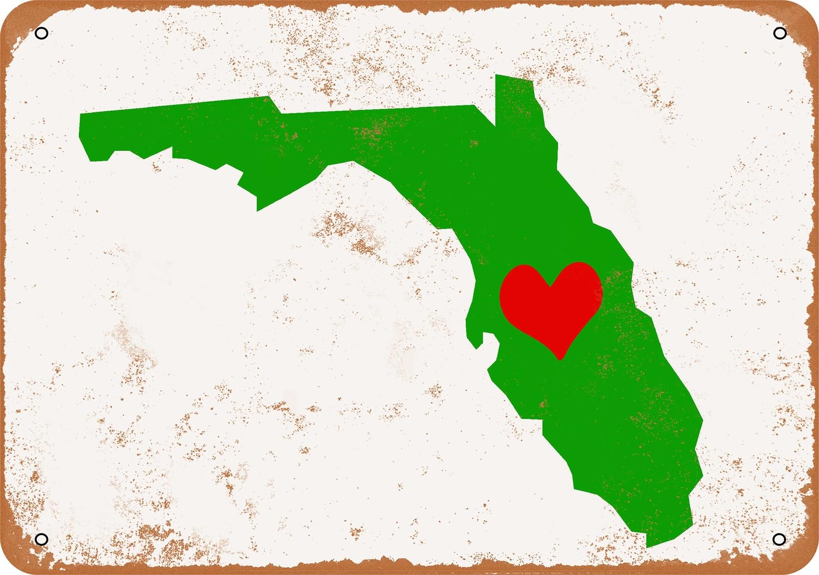 Miaomansenstore Metal Sign - Love Heart Florida - Vintage Look Home Decor