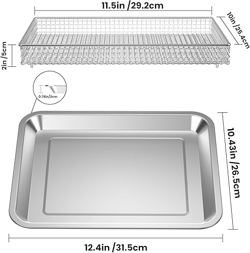Miniatura 2 de Bandeja para hornear de acero inoxidable y cesta para freidora de aire compatible con Cuisinart Airfryer TOA-060 y TOA-065 para piezas de repuesto
